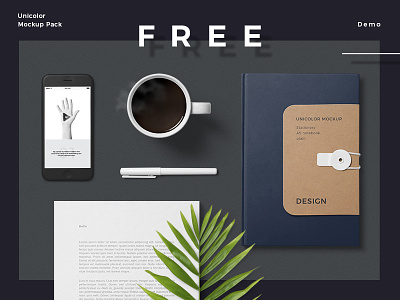 Unicolor Mockup Pack Free Demo branding clay free mockup objects packaging painted solid spray stencil unicolor