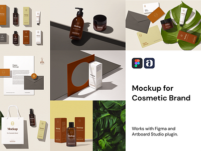 Cosmetic Brand Mockup For Figma bottle box cosmetic cosmetic mockup cosmetic packaging figma figmadesign mockup packaging