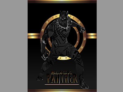 Black Panther adobe illustrator black panther gold illustrator marvel panther tchalla wakanda