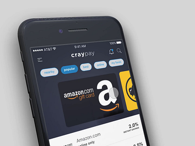 CrayPay iOS App - Purchase Gift Card checkout digital wallet gift card instant savings interaction design ios mobile app mobile design ui ux