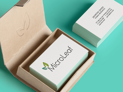 Microleaf Logo and Business Card business card clean identity identity branding logo modern san serif