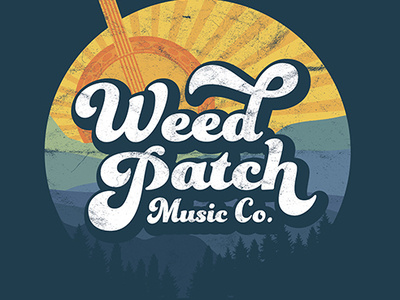 Weed Patch Music Co.: Non-Production Tee banjo bluegrass distressed graphic design identity landscape t shirt tee shirt