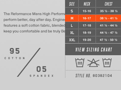 Product Sizing Chart button chart click description ecommerce flat graph graphic gray grid interactive link orange rollover shopping site sizing stroke typography ui ux web website white