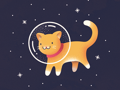 Space Kitten astronaut cat cute feline illustration kitten space vector