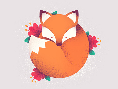Floral Fox animal cute floral flowers fox illustrator photoshop texture vector