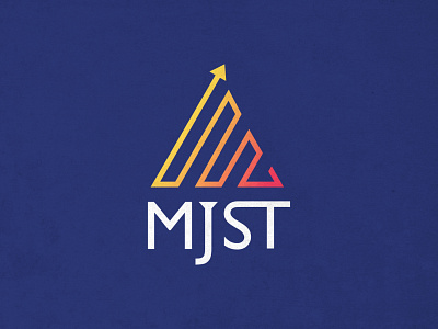 MJST arrow blue branding clean design geometric gradient icon logo minimalist minimalist logo mjst red simple triangle typography vector yellow