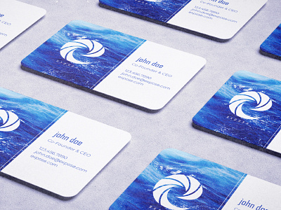 Expose Business Card blue branding business card business card design business cards camera camera shutter e e logo expose logo mock up mockup print shutter water wave