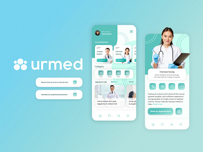 URMED - HealthCare App brand identity branding doctor app graphic design healthcare healthcare app logo medical medical app mobile app typography ui uiux user experience user interface ux