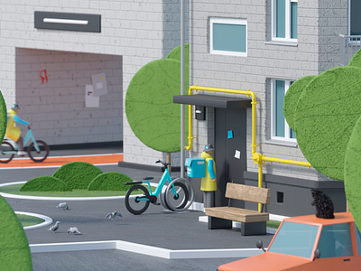Yandex.Lavka 3d animation c4d character city coronarender delivery food illustration motion yandex