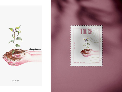 TOUCH | Earth day - Illustration & Design anatomy bontanical branding design graphic design hand-drawn illustration logo stamp watercolor