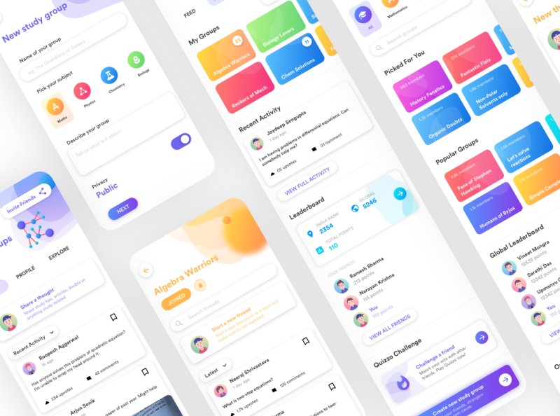 Mobile App UI - Byju's Study Forum Feature by Joy S on Dribbble