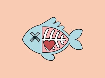 Fish out of water enamel badge fish graphic design illustration