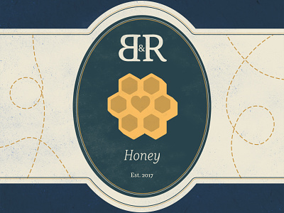 B&R Honey design honey honeycomb label logo