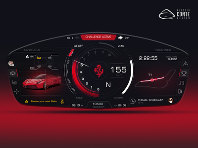 Ferrari HMI concept - Personal Project automotive clean ferrari futuristic gauges hmi instrument particles sci fi ux uxui