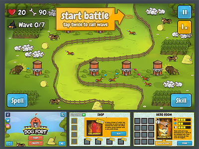 Fort Game GUI and Logo cartoonish character fort gui mobile strategy ui ux videogame