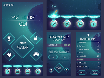 Space Game cartoonish gui mobile portal robot sci fi ship space strategy ui ux videogame