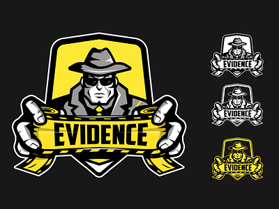 Evidence Logo design character crime detective esportslogo evidence forensic homicide police tape yellow