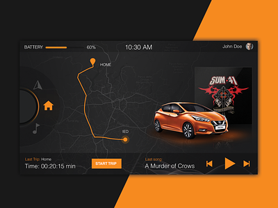 UI - Hmi Concept black car hmi infotainment music navi orange ui ux design