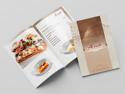 A'zade Restaurant menu cover and inner pages