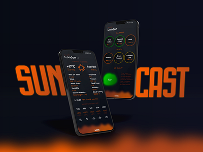 SunCast - YOUR WEATHER FORECAST app concept design graphic design illustration orange popular smartphone ui weather