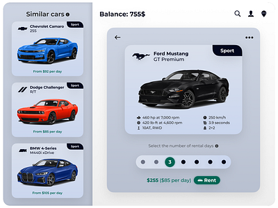 Car Rental App UI Concept app application branding car cars concept design designer figma graphic design illustration ipad photoshop popular smartphone ui uiux