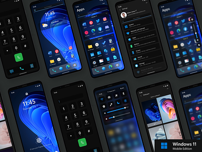 Windows 11 Mobile Edition (Dark Theme) app boost concept dark design designinspiration figma followtofollow graphic design illustration interface likeforlike microsoft popular smartphone tags top ui uiux windows