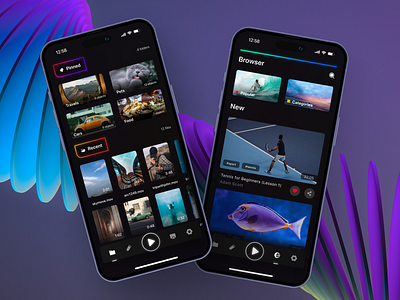 Video Player Concept (iPhone 14 Pro) app apple beatiful boost concept design designer dribbble gradient graphic design inspiration iphone 14 likesforlikes pallete player popular top ui uiux video