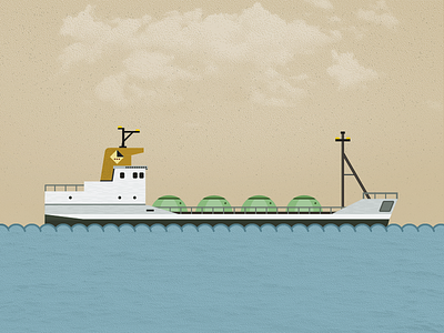 Cement Freight Ship boat flat illustration ocean pixel sea ship sky