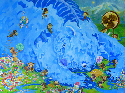 Global warming acrylic illustration