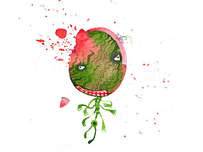 Watermelon explosion illustration watercolor