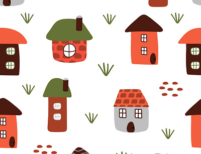 childish pattern with houses childish design graphic design houses illustration pattern vector
