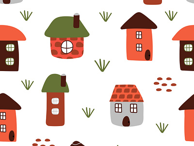 childish pattern with houses