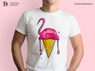 T-shirt mockup art character drawing graphic hand drawn icecream illustration illustration art illustration digital illustrationdesign imagination manupulation painting pink swan think thinking tshirt tshirtprinting