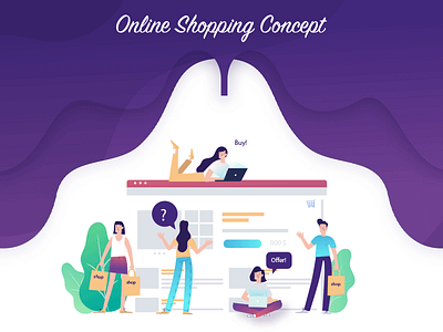 Online Shopping design icon illustration landing page online shop online shopping online store website