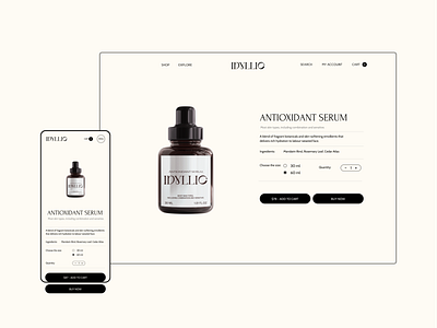 Product description Design | Website for Cosmetic Brand Idyllic