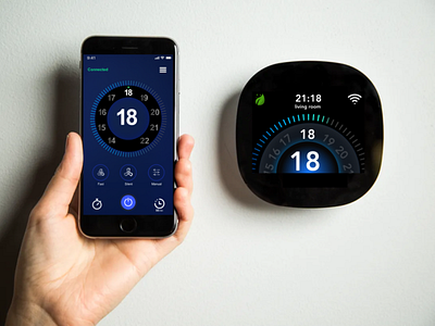 Smart thermostat | App and Device abstract androiad app creative design device figma graphic design ios iphone iran mobile phone product smart smart thermostat thermostat ui ux web