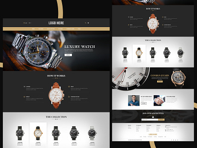 Online watch store 2d app branding design designer flat follow logo mockup typogaphy ui vector watch web website