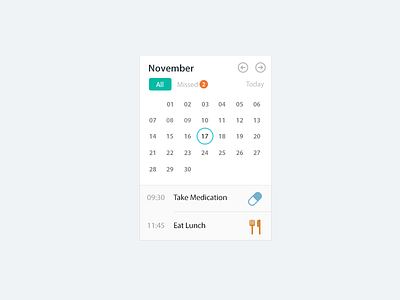 Daily Calendar Tracker calendar ui ux widget