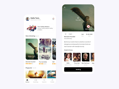 Book Movie Ticket - Mobile App Design adobe booking clean creative design designer film landingpage minimal movie app online marketing ui design
