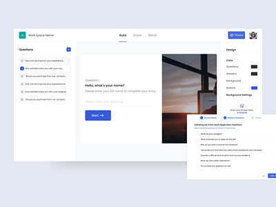 Survey Builder - Create your survey builder clean createsurvey creative design designer minimal product questions survey surveybuilder tool ui design