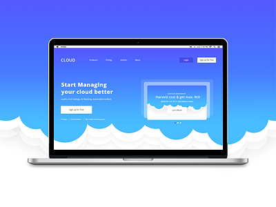 Landing Page Design blue cloud designer landingpage portfolio sky ui design web design