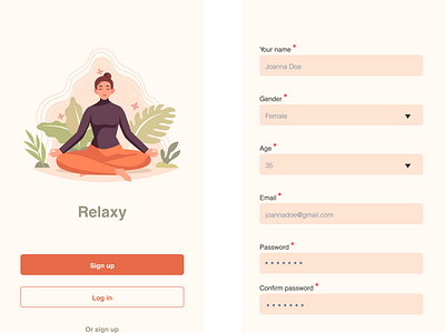 A Sign Up page for a meditation app #DailyUA