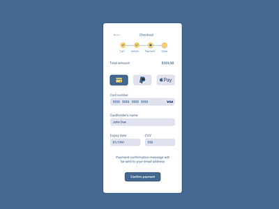 Checkout page app checkout uipatterns dailyui design ui ux