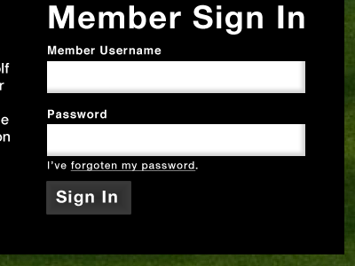 Member Sign In black gray green helvetica neue password username white