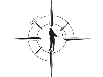 NW Golf Logo black compass golf golfer logo northwest nw oregon pdx white
