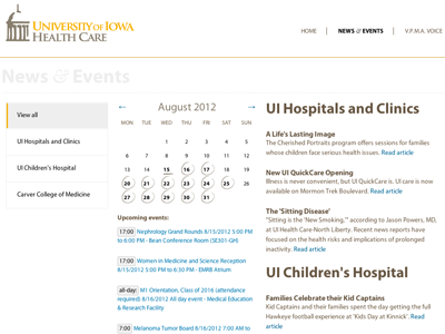 The News & Events page