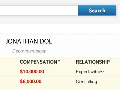 disclosure - detail view detail search table