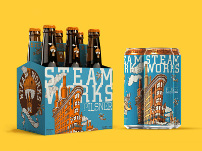 Steamworks alcohol beer branding brewery can design canada packaging
