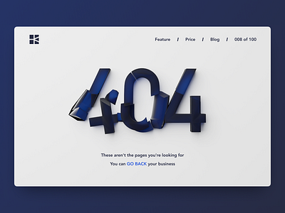 broken 404 page 3d 3d 404 page blue daily ui 008 dailyui web design