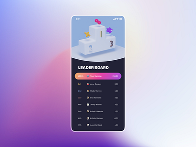 APP Leaderboard Page 3d app blender daily ui 019 dailyui gradient leaderboard ui